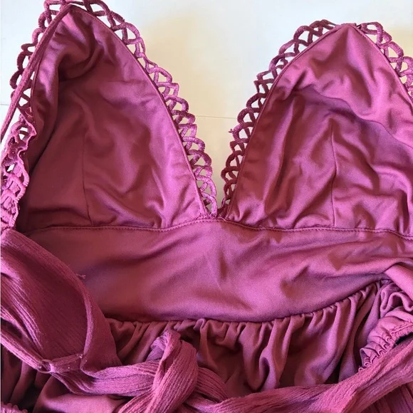 Lovely Day Plum Purple Dark Romantic Boho Lace Maxi Dress (M) Whimsigoth Wedding - Picture 7 of 16